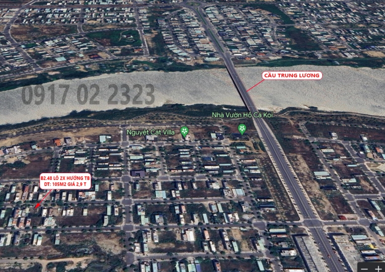 Bán gấp lô đất Nam Hòa XuânB2.48 - 26 gần cầu Trung Lương